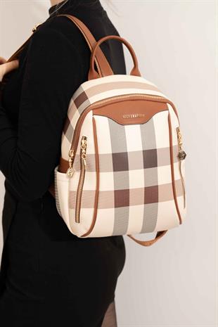 Silver & Polo Krem - Taba SP906 Kadın Sırt Çantası