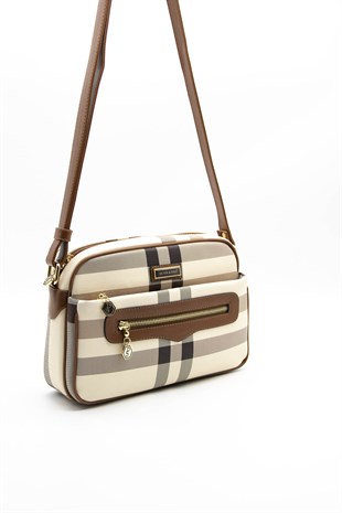 Silver & Polo Krem - Taba SP491 Kadın Çapraz Çanta