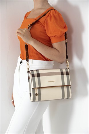 Silver & Polo Krem - Taba SP963 Kadın Çapraz Çanta