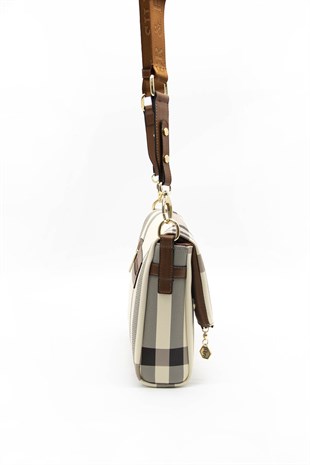 Silver & Polo Krem - Taba SP963 Kadın Çapraz Çanta