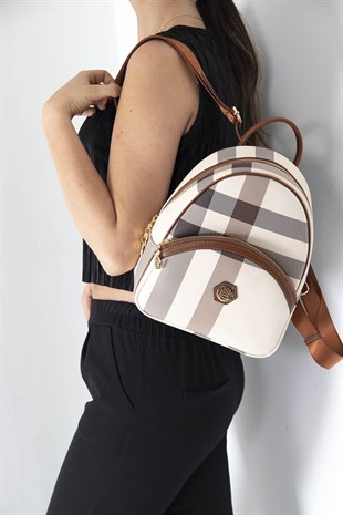 Silver & Polo Krem - Taba SP945 Kadın Sırt Çantası