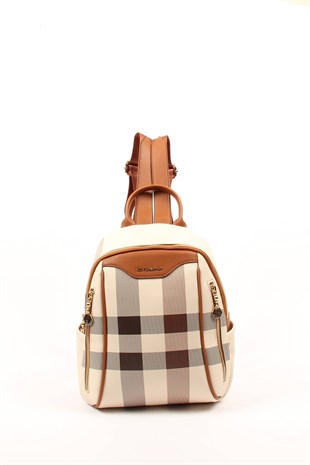 Silver & Polo Krem - Taba SP906 Kadın Sırt Çantası