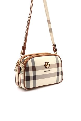 Silver & Polo Krem - Taba SP745 Kadın Çapraz Çanta