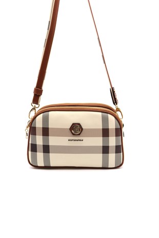 Silver & Polo Krem - Taba SP745 Kadın Çapraz Çanta