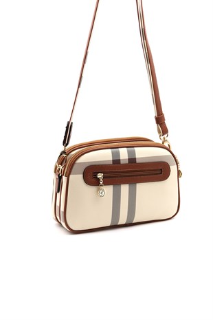 Silver & Polo Krem - Taba SP745 Kadın Çapraz Çanta