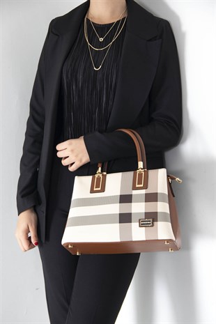 Silver & Polo Krem - Taba SP1000 Kadın El Çantası