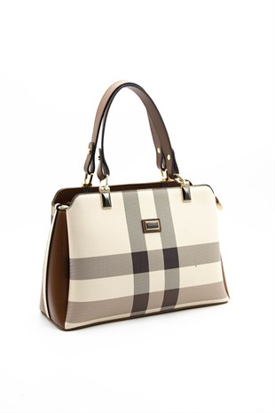 Silver & Polo Krem - Taba SP972 Kadın El Çantası