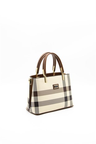 Silver & Polo Krem - Taba SP987 Kadın El Çantası