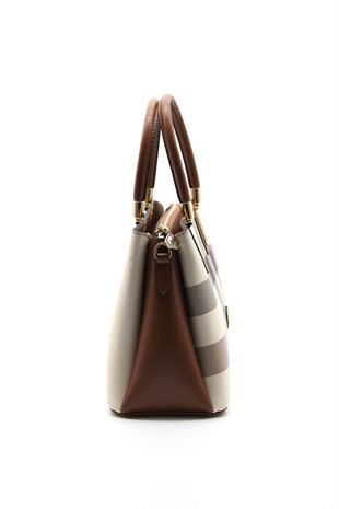 Silver & Polo Krem - Taba SP1000 Kadın El Çantası