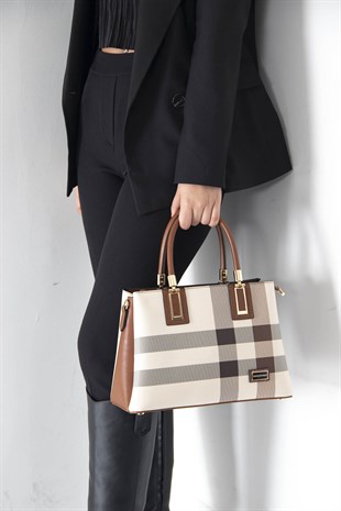 Silver & Polo Krem - Taba SP1000 Kadın El Çantası