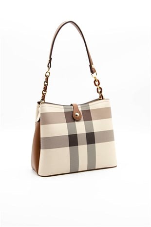 Silver & Polo Krem - Taba SP974 Kadın Omuz Çantası