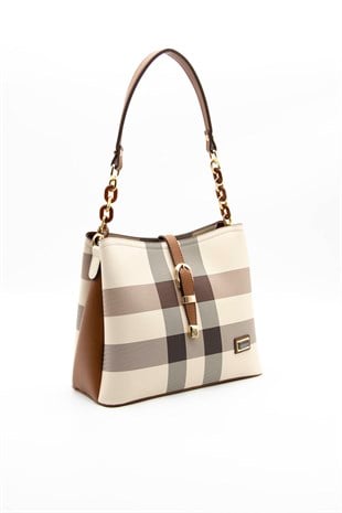 Silver & Polo Krem - Taba SP974 Kadın Omuz Çantası