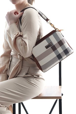 Silver & Polo Krem - Taba SP937 Kadın Omuz Çantası