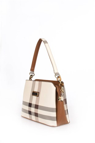 Silver & Polo Krem - Taba SP937 Kadın Omuz Çantası