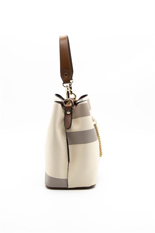 Silver & Polo Krem - Taba SP967 Kadın Çapraz Çanta