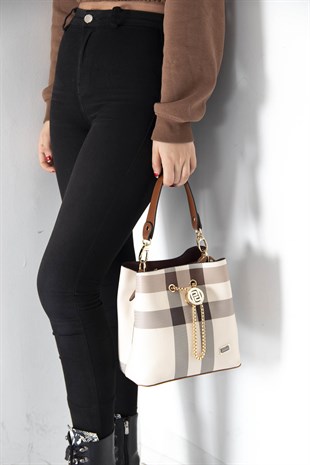 Silver & Polo Krem - Taba SP967 Kadın Çapraz Çanta