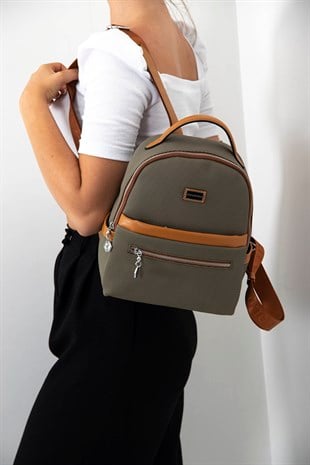 Silver & Polo L.haki - Camel SP1061 Kadın Sırt Çantası