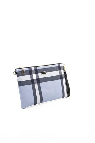 Silver & Polo Mavi - Kemik SP1034 Kadın Portföy & Clutch