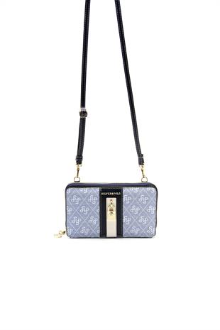 Silver & Polo Mavi - Laci SP1138 Kadın Askılı Cüzdanlı Telefon Çantası