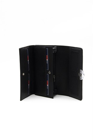 Silver & Polo Platin - Siyah SP979 Kadın Cüzdan & Kartlık