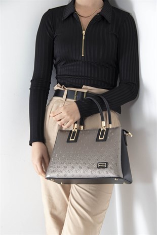 Silver & Polo Platin - Siyah SP1000 Kadın El Çantası