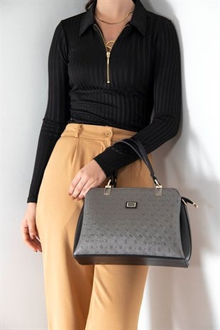 Silver & Polo Platin - Siyah SP972 Kadın El Çantası