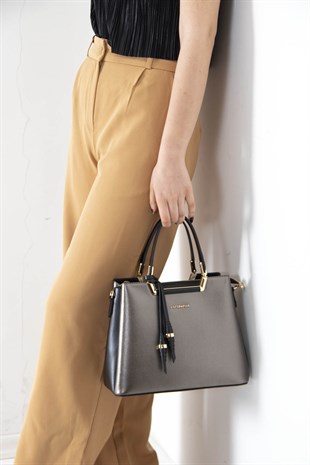 Silver & Polo Platin - Siyah SP969 Kadın El Çantası