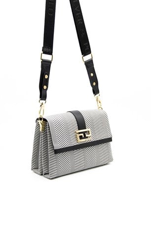 Silver & Polo Siyah Beyaz - Siyah SP1009 Kadın Çapraz Çanta