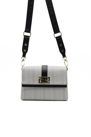 Silver & Polo Siyah Beyaz - Siyah SP1009 Kadın Çapraz Çanta