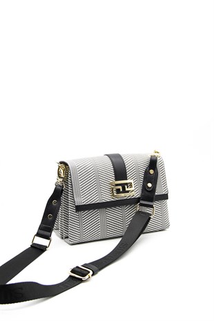 Silver & Polo Siyah Beyaz - Siyah SP1009 Kadın Çapraz Çanta