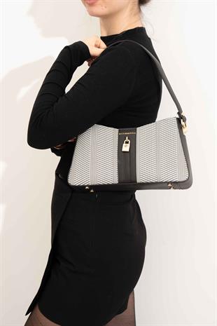 Silver & Polo Siyah Beyaz - Siyah SP1102 Kadın Omuz Çantası