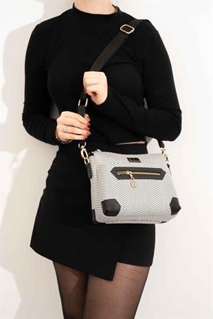 Silver & Polo Siyah Beyaz - Siyah SP1110 Kadın Çapraz Çanta