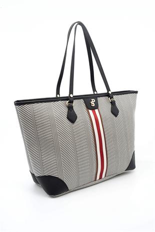 Silver & Polo Siyah Beyaz  - Siyah SP1169 Kadın Omuz Shopper Çanta