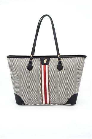 Silver & Polo Siyah Beyaz  - Siyah SP1169 Kadın Omuz Shopper Çanta