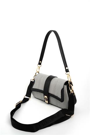 Silver & Polo Siyah Beyaz - Siyah SP1177 Kadın Omuz Çantası