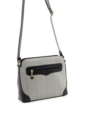 Silver & Polo Siyah Beyaz - Siyah SP364 Kadın Çapraz Çanta