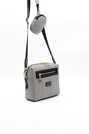 Silver & Polo Siyah Beyaz - Siyah SP1038 Kadın Çapraz Çanta