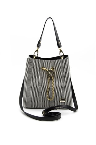 Silver & Polo Siyah Beyaz - Siyah SP967 Kadın Çapraz Çanta