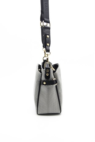 Silver & Polo Siyah Beyaz - Siyah SP884 Kadın Çapraz Çanta