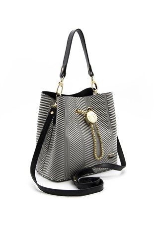 Silver & Polo Siyah Beyaz - Siyah SP967 Kadın Çapraz Çanta