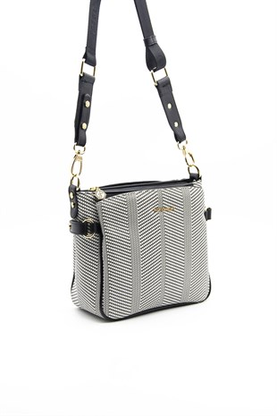 Silver & Polo Siyah Beyaz - Siyah SP884 Kadın Çapraz Çanta