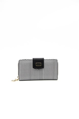 Silver & Polo Siyah Beyaz - Siyah SP928 Kadın Cüzdan & Kartlık
