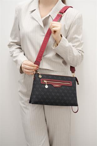 Silver & Polo Siyah - Bordo SP1129 Kadın Çapraz Çanta