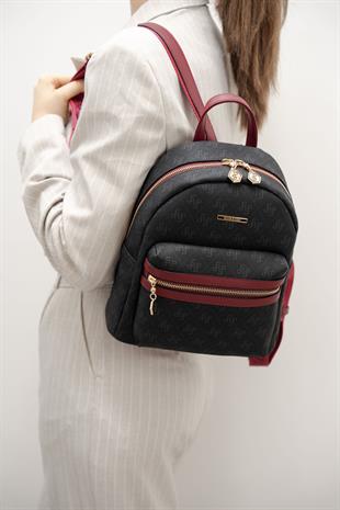 Silver & Polo Siyah - Bordo SP1146 Kadın Sırt Çantası