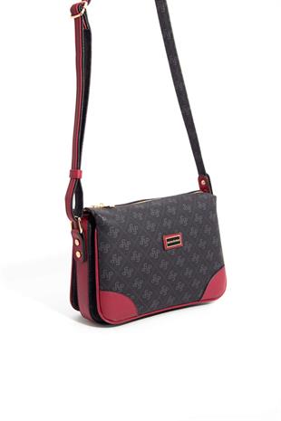Silver & Polo Siyah - Bordo SP784 Kadın Çapraz Çanta