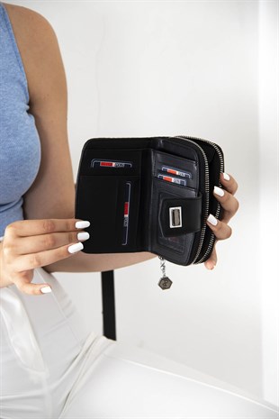 Silver & Polo Siyah - Siyah SP874 Kadın Cüzdan & Kartlık