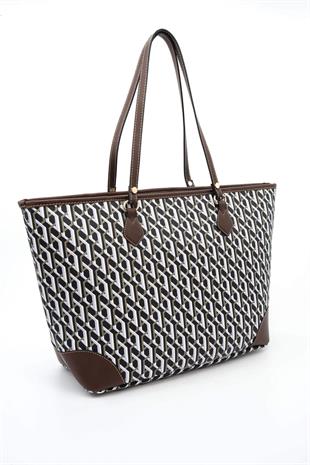 Silver & Polo Siyah - Kahve SP1169 Kadın Omuz Shopper Çanta