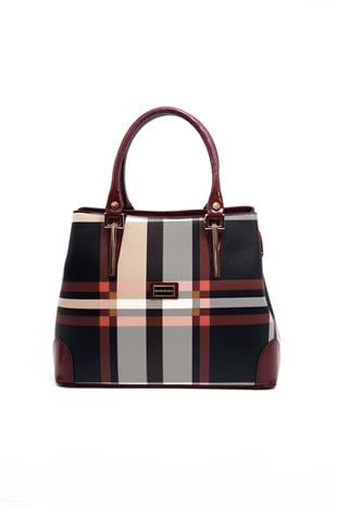 Silver & Polo Siyah - Rugan Bordo SP667 Kadın El Çantası