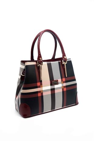 Silver & Polo Siyah - Rugan Bordo SP667 Kadın El Çantası
