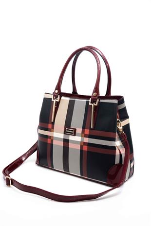 Silver & Polo Siyah - Rugan Bordo SP667 Kadın El Çantası